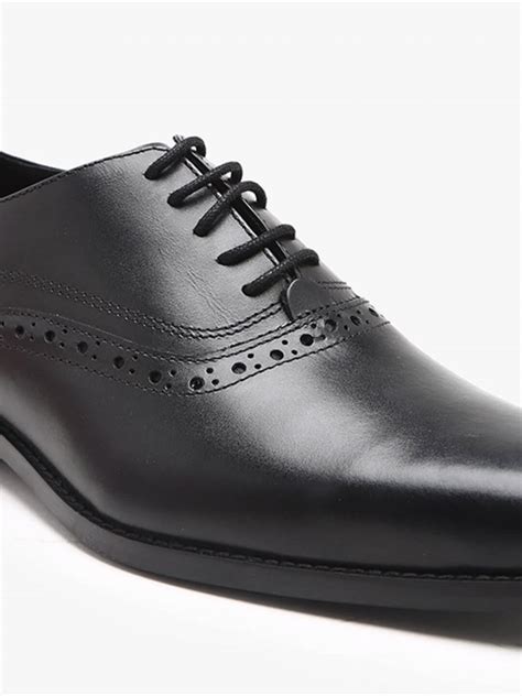 Buy Online Genuine Leather Black Oxford Shoes in India