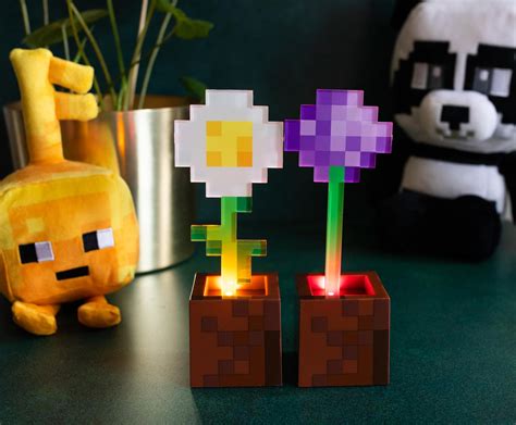 Minecraft Daisy And Poppy Flower Pot Mood Light Set Free Shipping