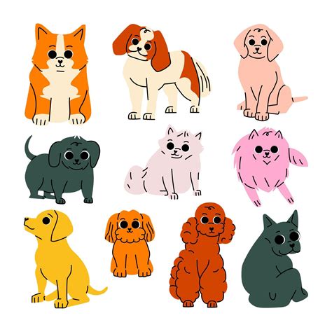Dog Pet Hand Drawn Illustration. Dog funny sketch. Cute hand drawn