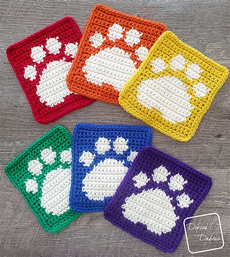 Ravelry Cute Paw Print Square Pattern By Divine Debris