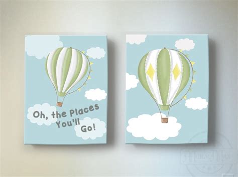 Vintage Hot Air Balloon Nursery Art Adventure Inspirational Nursery