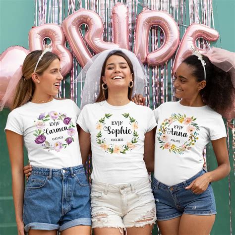 Personalised Evjf Team Bride T Shirt Bachelorette Party Graphic Tees