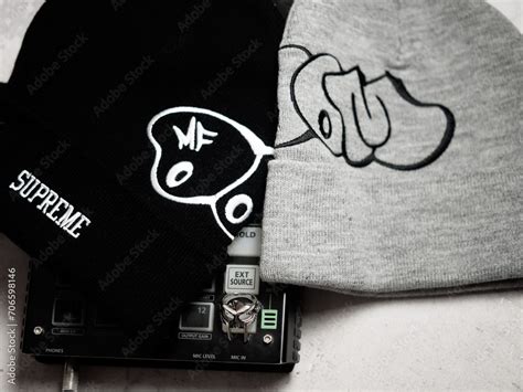 moscow russia 08 06 2023.drum machine, MF Doom mask, MF Doom Supreme ...