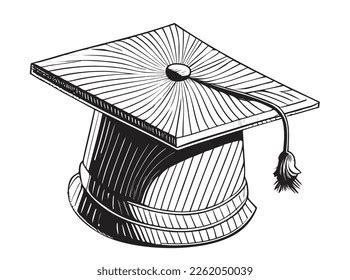 Graduation Cap Sketch Hand Drawn Vector Stock Vector (Royalty Free ...