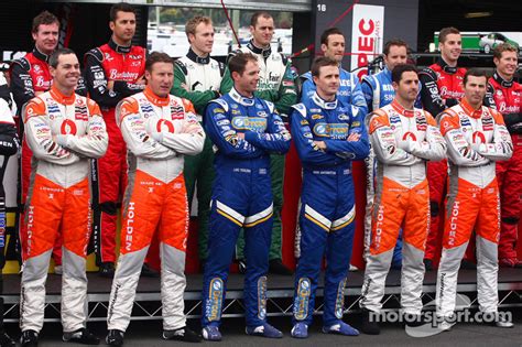 V8 Supercars drivers line up during driver introductions for the ...