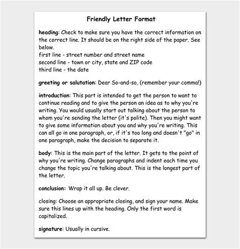 Parts Of A Friendly Letter Template Images And Photos Finder