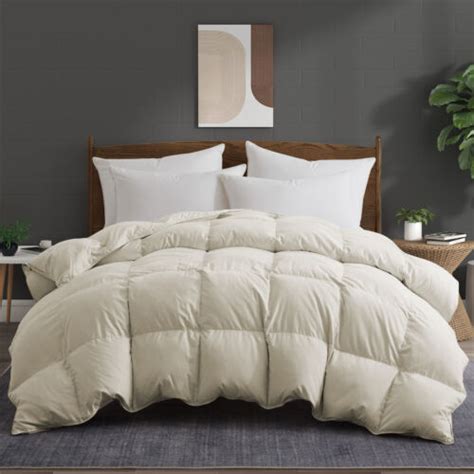 Cream Noise Free Oversized Down Feather Bed Blanket King Queen