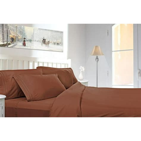 Clara Clark 1800 Series Deep Pocket 4pc Bed Sheet Set King Size Burnt Sienna