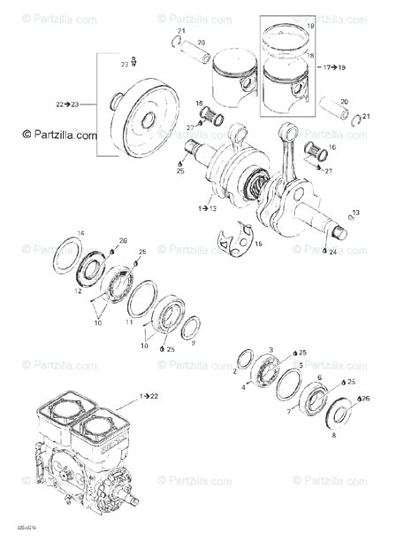 Sea Doo Personal Watercraft 2002 Oem Parts Diagram For Crankshaft And Pistons