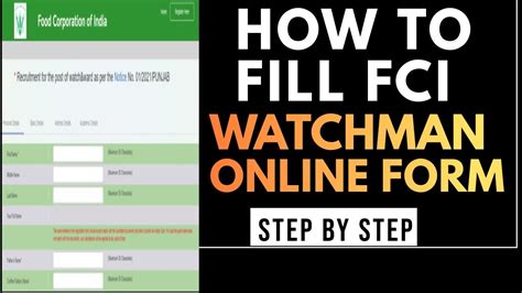 Fci Punjab Watchman Online Form 2021 Kaise Bhare ¦¦ How To Fill Fci