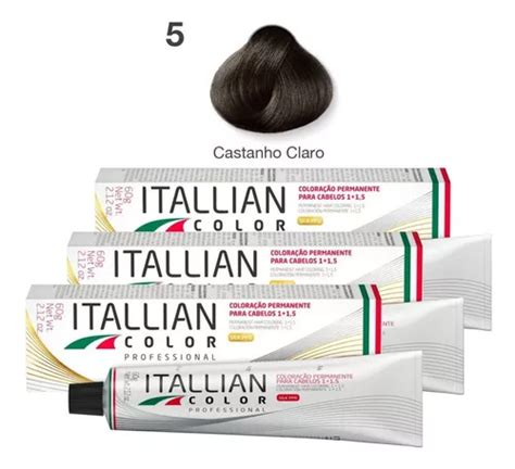 Kit Tintura Itallian Hairtech Itallian color Coloração tom 5 castanho