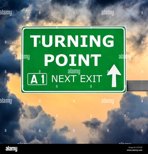 Turning Point Road Sign Against Clear Blue Sky Stock Photo Alamy