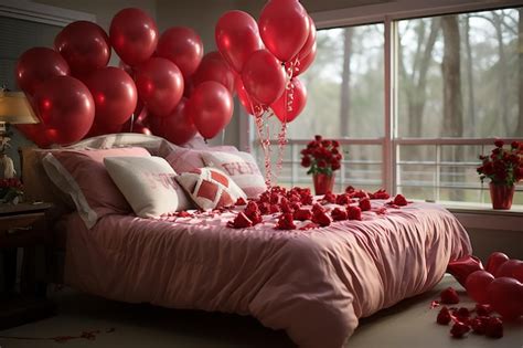 Premium AI Image | Romantic Refuge Bedroom Decorated with Roses for ...