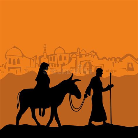 Mary on a Donkey and Joseph. Stock Vector - Illustration of holiday ...