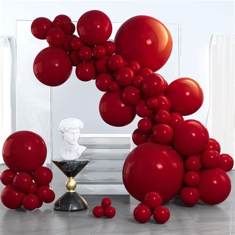 PartyWoo Ruby Red Balloons, 100 pcs Dark Red Balloons Different Sizes ...