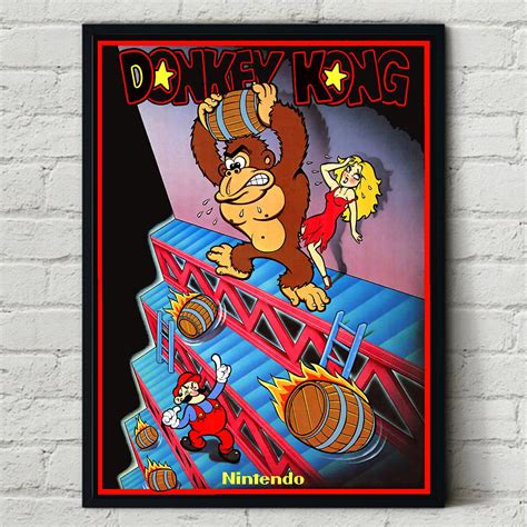 Donkey Kong Poster Retro Video Game Art Arcade Gaming Etsy