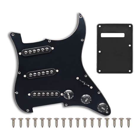 사전 배선 ST Pickguard SSS 3 단일 코일 픽업 조정 가능한 나사 펜더 표준 Stratocaster 기타 부품 ...