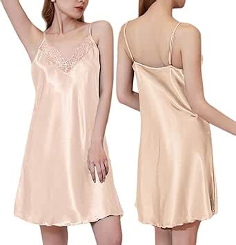 Alcea Rosea Women Sleepwear Sexy Lingerie Nightgown Lace Chemise Satin Slip Silk Negligee