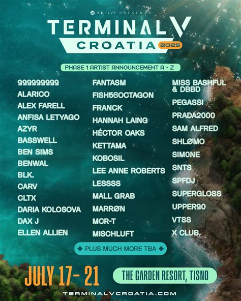 Terminal V Croatia announces line up for 2025 edition w/ 999999999, Ben