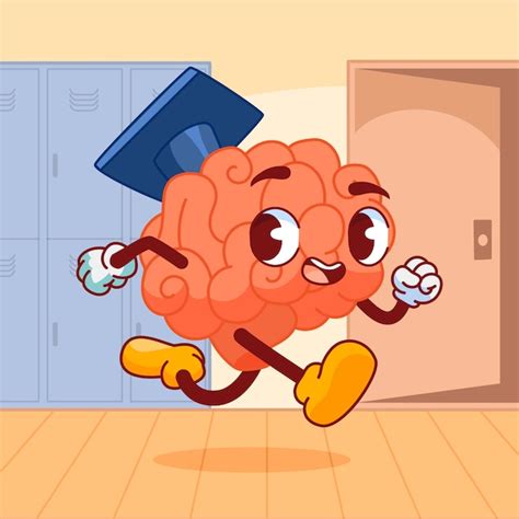 Ilustraci N De Dibujos Animados De Cerebro Dibujado A Mano Vector Premium