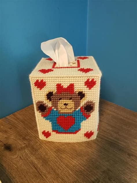 Teddy Bear Tissue Box Cover Etsy Plastic Canvas Tissue Boxes