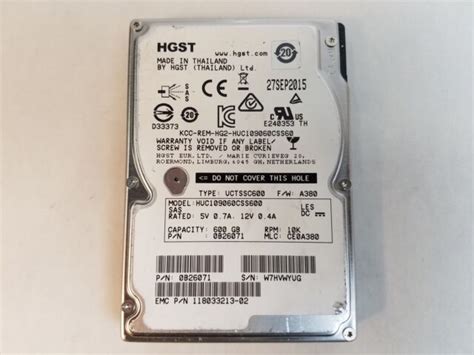 HGST EMC C10K900 HUC109060CSS600 600 GB 2.5" SAS 2 Enterprise Drive for ...