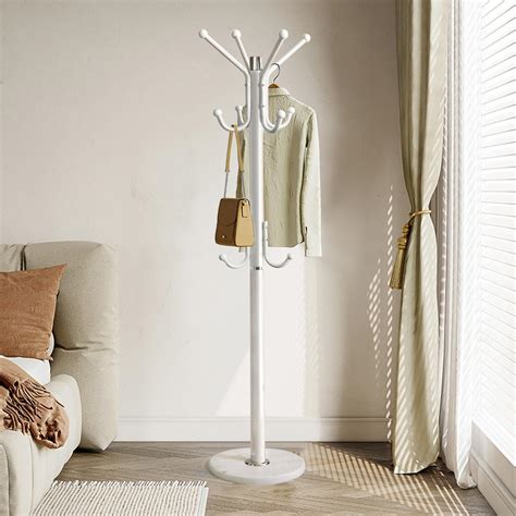 Vekoid Modern Metal Coat Rack Freestanding With Natural Marble Base