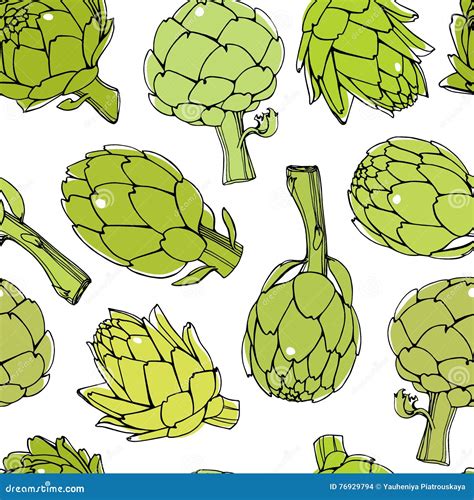 Artichoke Seamless Pattern Stock Vector Illustration Of Decoration 76929794