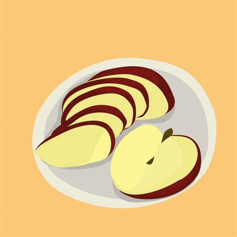 Sliced Red Apple on a Plate Vector Illustration 30821392 Vector Art at ...