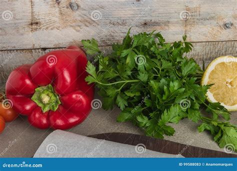 Assorted Fresh Healthy Organic Vegetables Parsley Tomatoes Red Stock