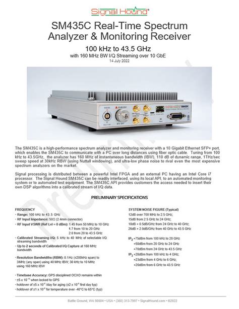 Sm C Ghz Real Time Spectrum Analyzer With Gbe Signal Hound