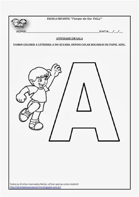 Atividades para Escolinha : atividade letra A para colorir