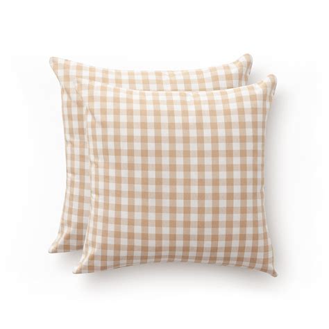 Lot de 2 housses de coussin Vichy à carreaux 45x45 cm décorative avec