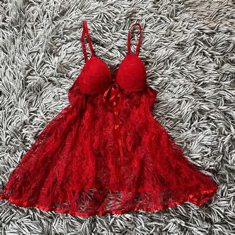 Red Lace Baby Doll Lingerie No Brand Listed Depop