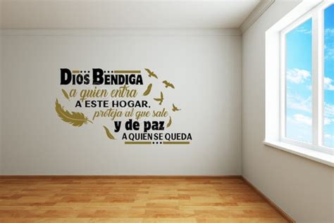 Vinilo Decorativo Frase Pared Dios Bendiga Este Hogar Cuotas Sin Inter S