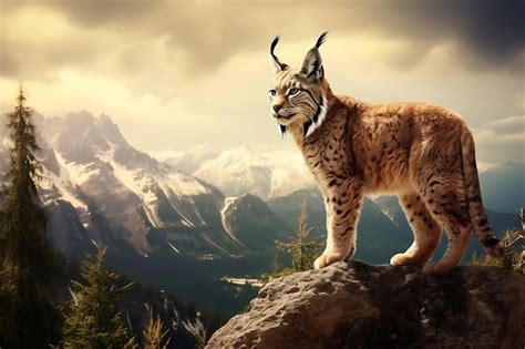 Premium AI Image | Lynx surveying the landscape from a high vantage point