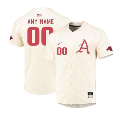 Men's Nike Arkansas Razorbacks Authentic Cream Custom Baseball Jersey