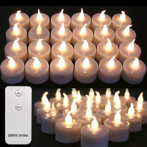 24 Pcs Flicking LED Tealights Controle Remoto Bateria Poderosa Velas