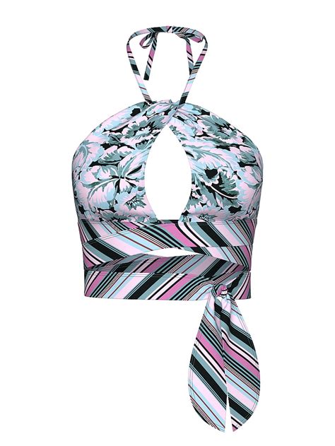 Buy Boho Beach Halter Wrap Bikini Top Blue Floral Order Bikini Top Online Victoria S Secret Us