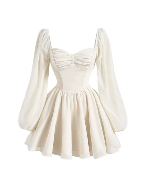 Verdusa Women's Long Sleeve Sweetheart Neck Lantern Sleeve Ruched Bust