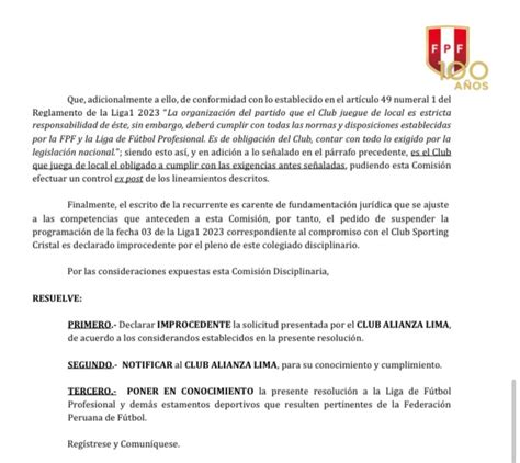 Alianza History 26 on Twitter La Comisión Disciplinaria de