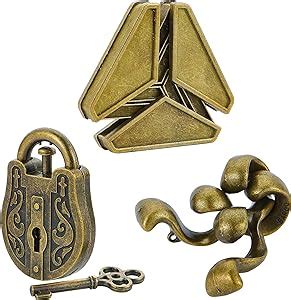 Amazon.com: Brain Teaser Puzzles- 3 PCS Metal Puzzles Kit Metal Cast ...
