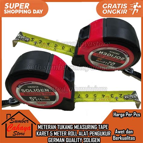 Jual Meteran Tukang Measuring Tape Karet Meter Roll Rol Gulung Alat