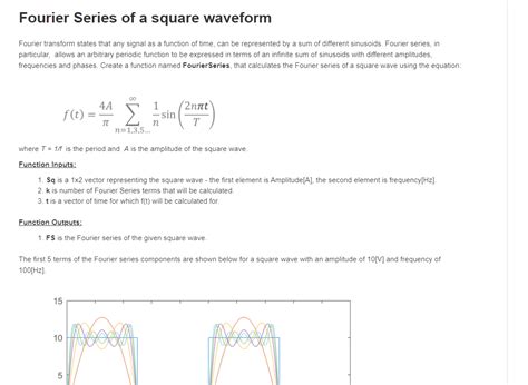 Solved Fourier Series Of A Square Waveform Fourier Transform