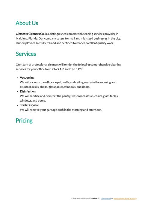 Sample Cleaning Business Proposal Template In Google Docs Word Apple