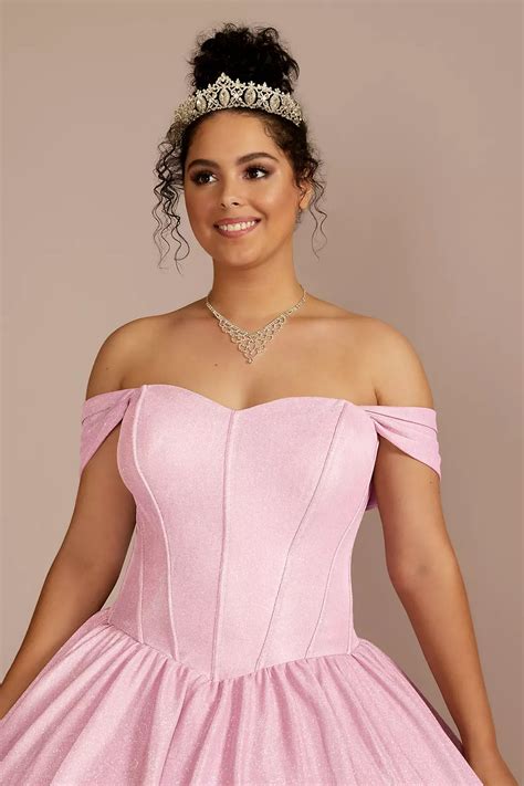 Glitter Knit Corset Quince Ball Gown Davids Bridal