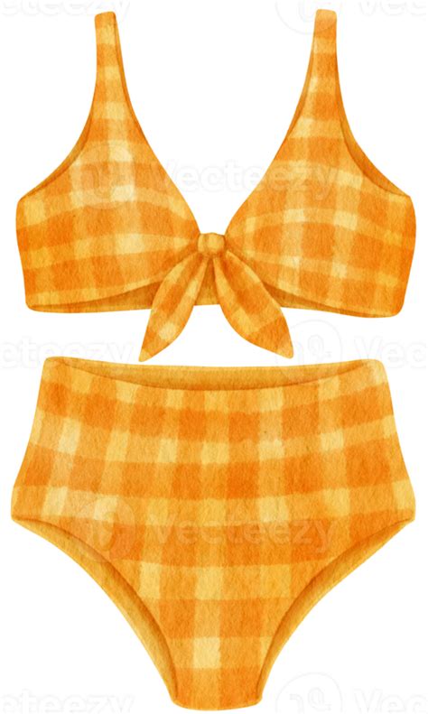 Free Yellow Checkered Pattern Two Piece Bikini Swimsuits Watercolor