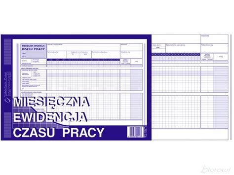 Miesięczna ewidencja czasu pracy Mipro A4 526 1 Biurowi pl