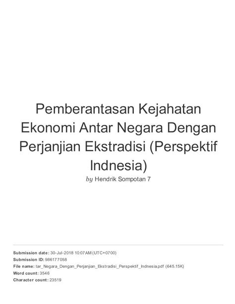 Pdf Perjanjian Ekstradisi Perspektif Pemberantasan Kejahatanrepo