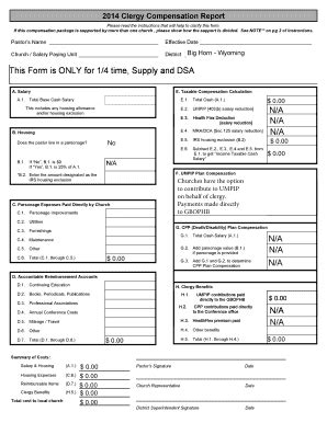 Fillable Online Clergy Compensation Report Submit Please Read The